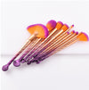 10 makeup brushes beauty tools shells gold purple gradient fan brush
